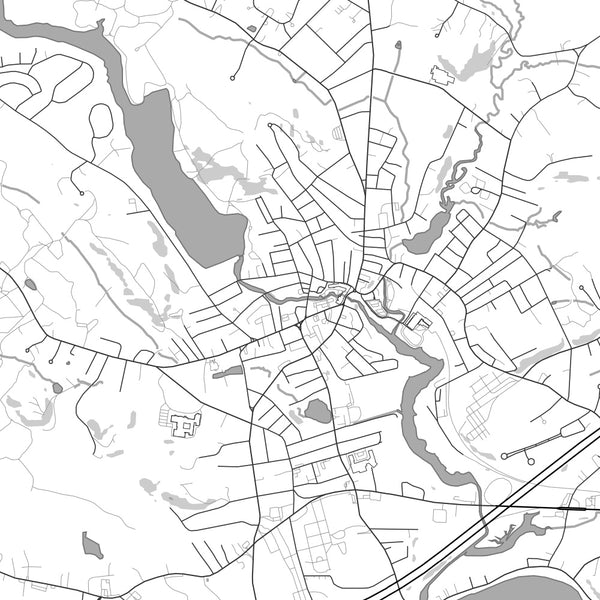 Amesbury Massachusetts Map Print in Classic Style Zoomed In Close Up Showing Details