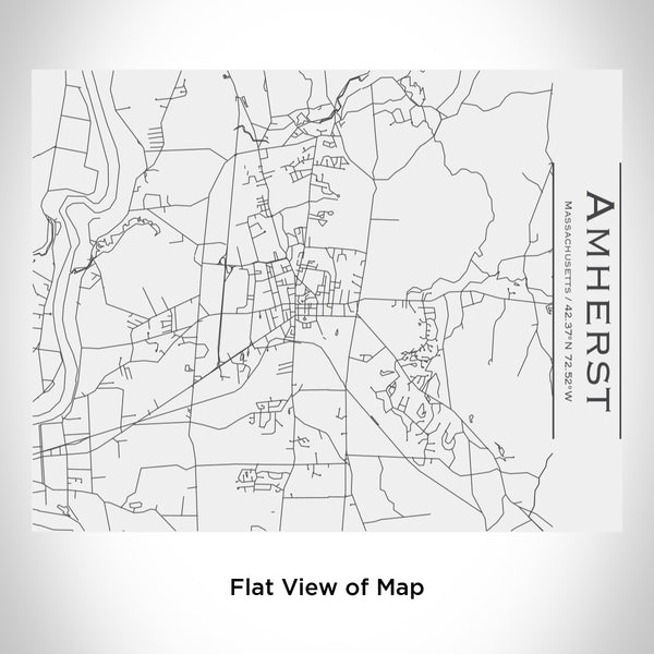 Rendered View of Amherst Massachusetts Map Engraving on 20oz Stainless Steel Insulated Bottle with Bamboo Top in White