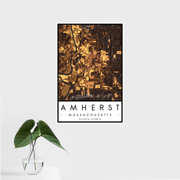Amherst - Massachusetts Map Print in Ember