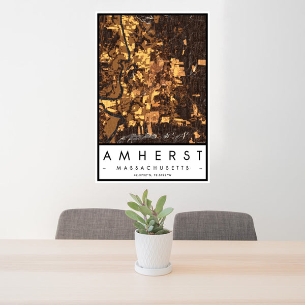 Amherst - Massachusetts Map Print in Ember