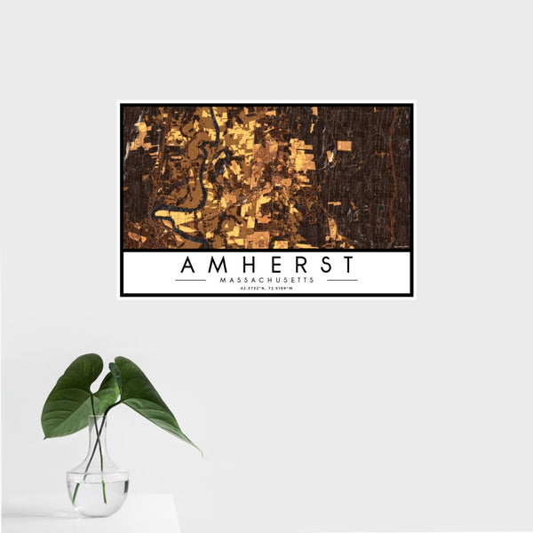 Amherst - Massachusetts Map Print in Ember