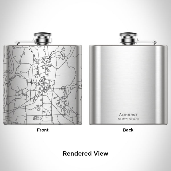 Amherst - Massachusetts Map Hip Flask