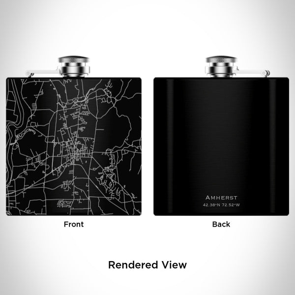 Amherst - Massachusetts Map Hip Flask in Matte Black