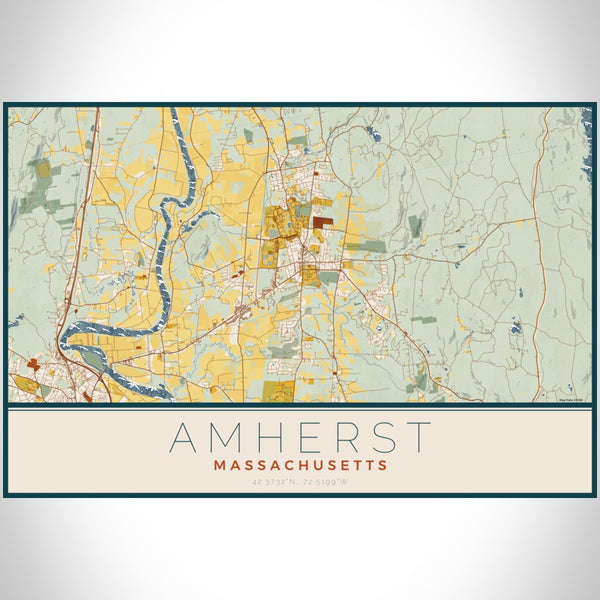 Amherst - Massachusetts Map Print in Woodblock
