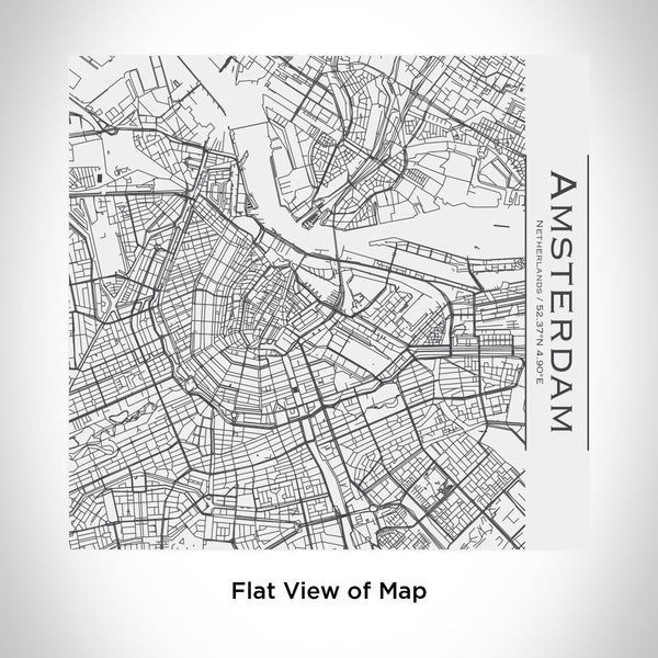 Rendered View of Amsterdam Netherlands Map Engraving on 17oz Stainless Steel Insulated Tumbler in White