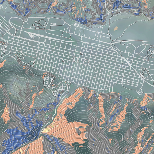 Anaconda Montana Map Print in Afternoon Style Zoomed In Close Up Showing Details