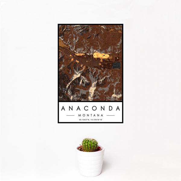 Anaconda - Montana Map Print in Ember