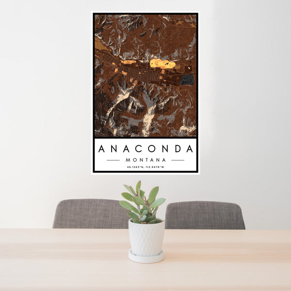 Anaconda - Montana Map Print in Ember