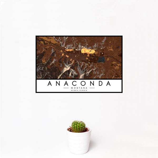 Anaconda - Montana Map Print in Ember