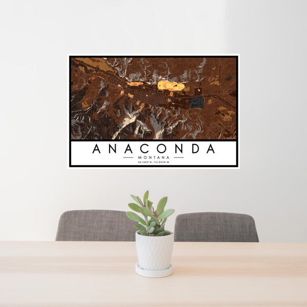 Anaconda - Montana Map Print in Ember