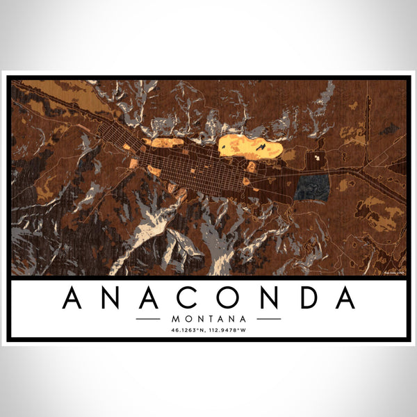 Anaconda - Montana Map Print in Ember