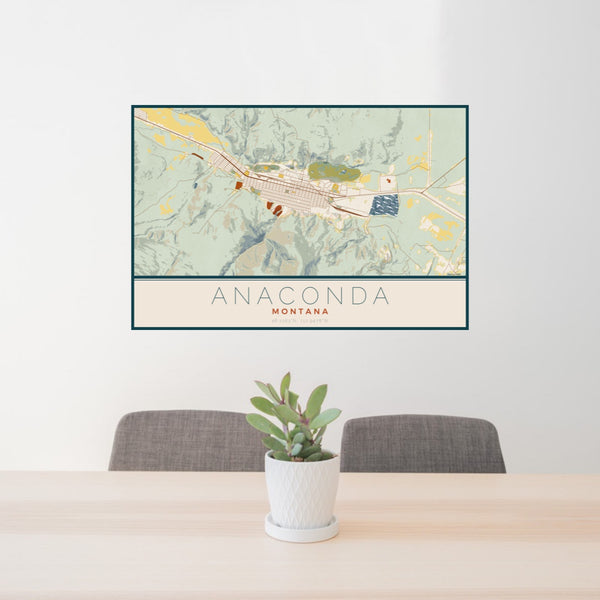 Anaconda - Montana Map Print in Woodblock
