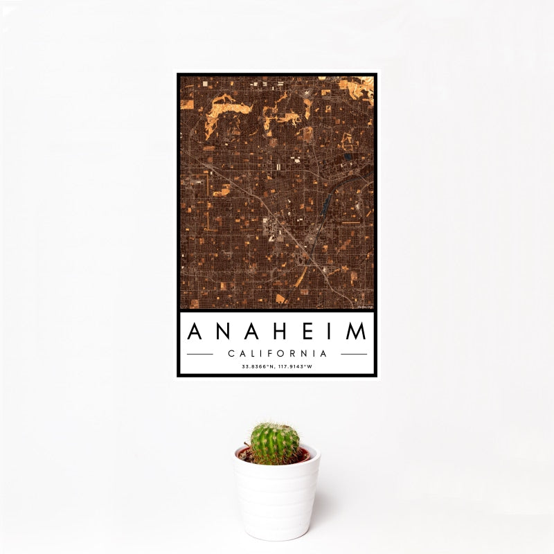 Anaheim - California Map Print in Ember