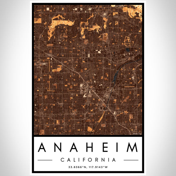 Anaheim - California Map Print in Ember