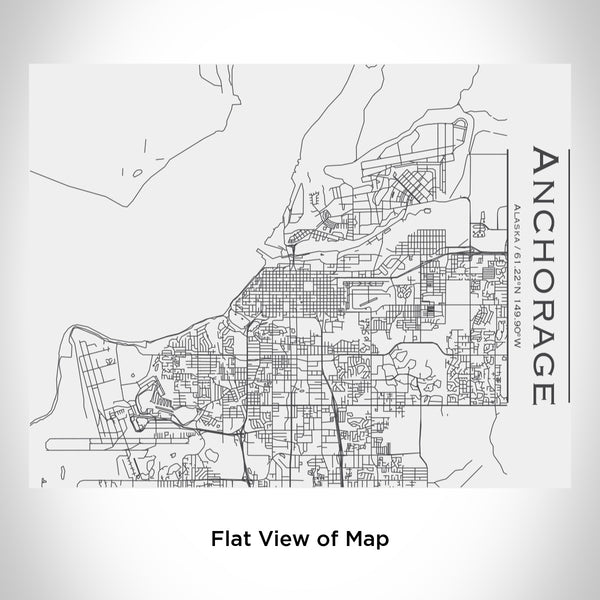 Rendered View of Anchorage Alaska Map Engraving on 20oz Stainless Steel Insulated Bottle with Bamboo Top in White