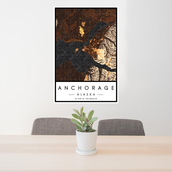 Anchorage - Alaska Map Print in Ember
