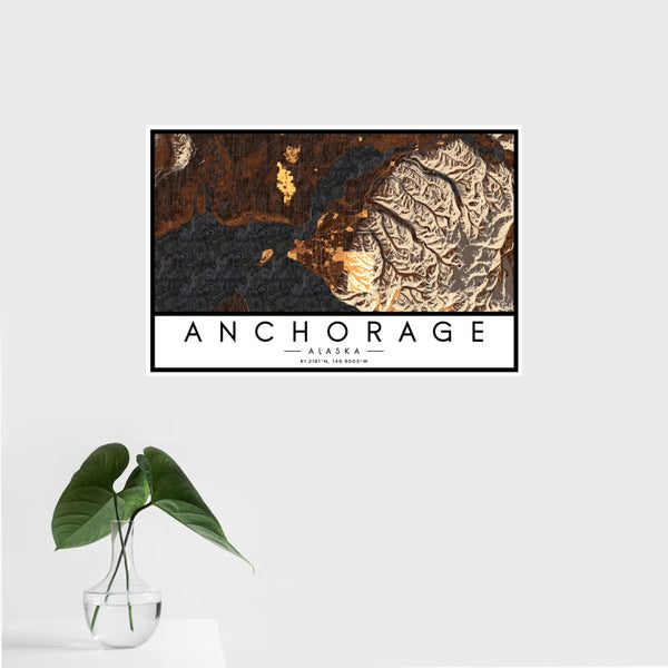 Anchorage - Alaska Map Print in Ember