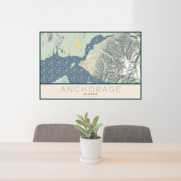 Anchorage - Alaska Map Print in Woodblock