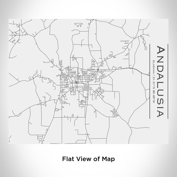 Rendered View of Andalusia Alabama Map Engraving on 20oz Stainless Steel Insulated Bottle with Bamboo Top in White