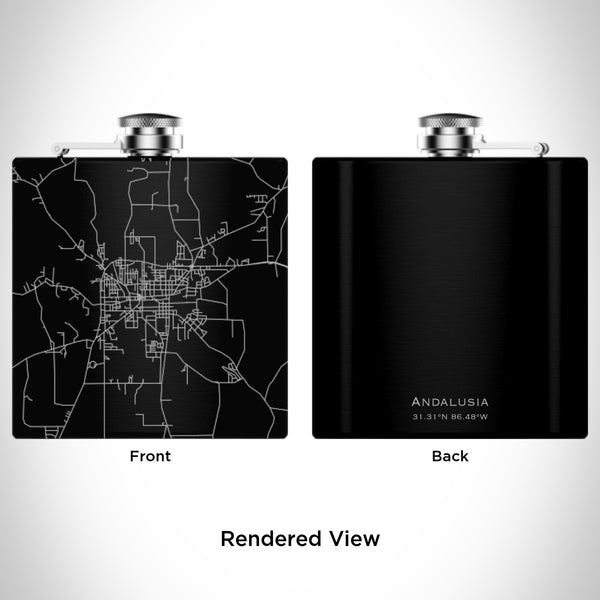 Andalusia - Alabama Map Hip Flask in Matte Black