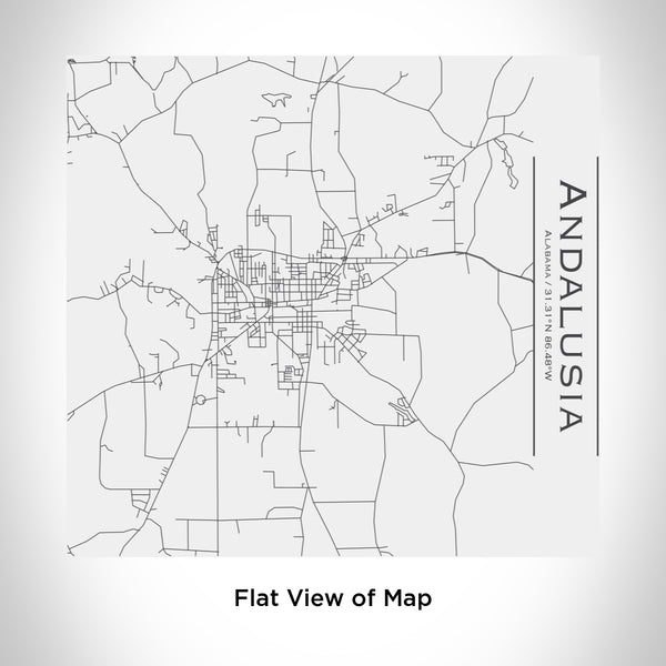 Rendered View of Andalusia Alabama Map Engraving on 17oz Stainless Steel Insulated Tumbler in White