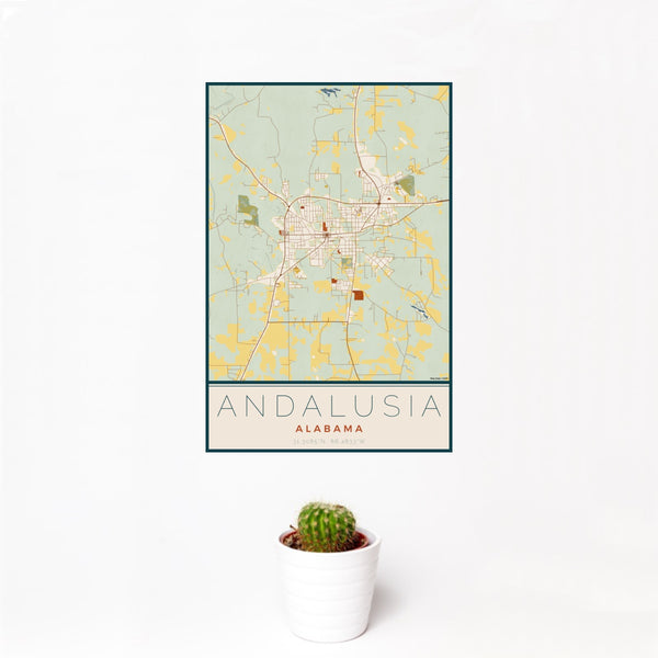 Andalusia - Alabama Map Print in Woodblock