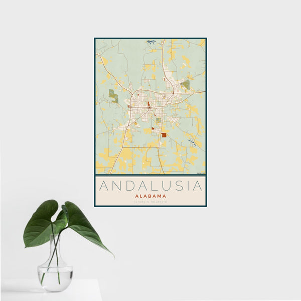 Andalusia - Alabama Map Print in Woodblock