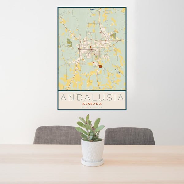 Andalusia - Alabama Map Print in Woodblock