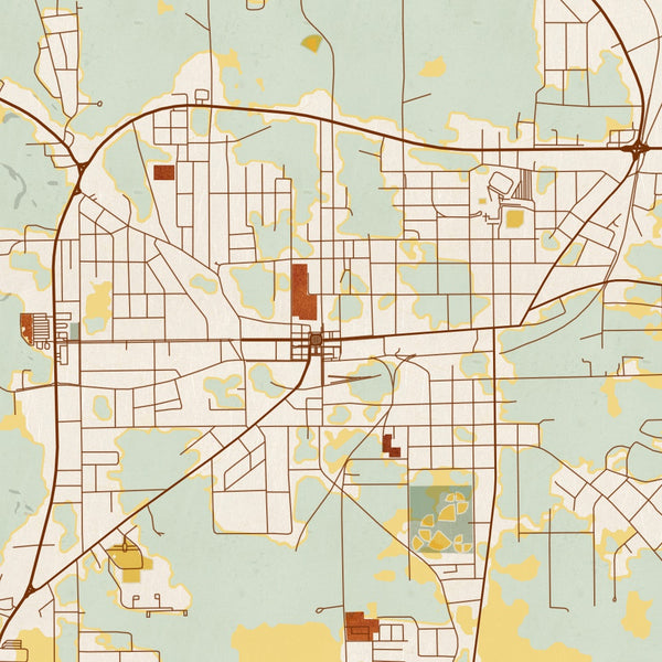 Andalusia - Alabama Map Print in Woodblock