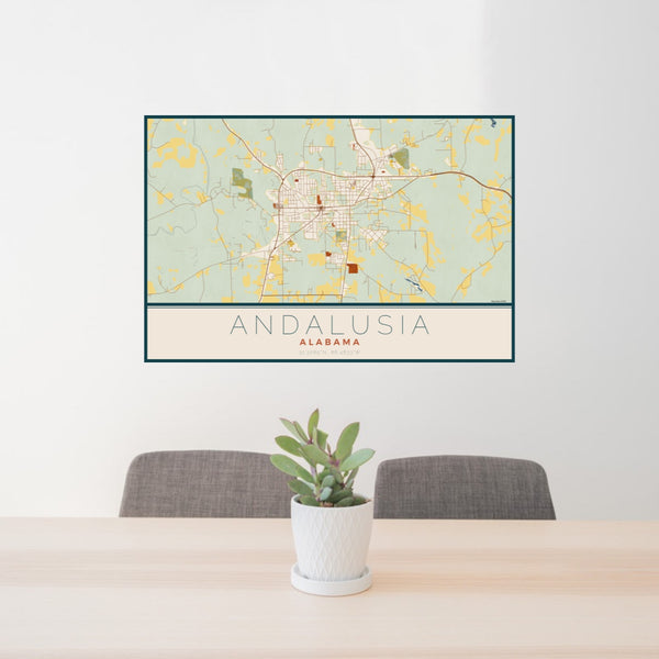 Andalusia - Alabama Map Print in Woodblock