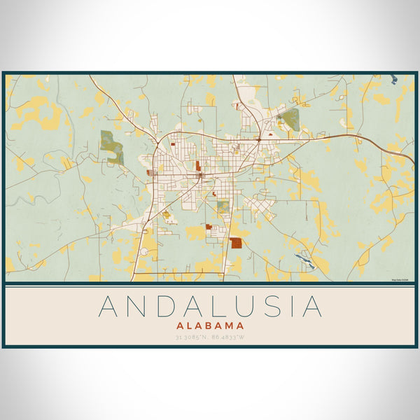 Andalusia - Alabama Map Print in Woodblock