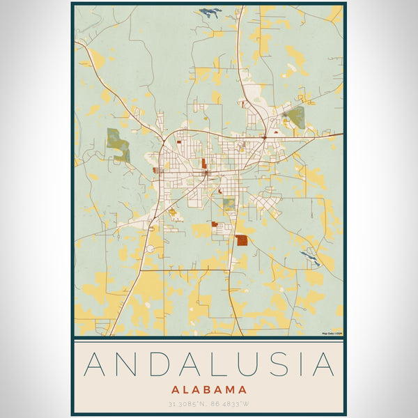 Andalusia - Alabama Map Print in Woodblock