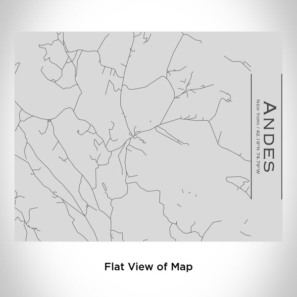 Rendered View of Andes New York Map Engraving on 20oz Stainless Steel Insulated Bottle with Bamboo Top