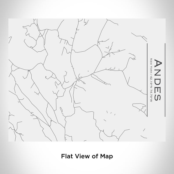 Rendered View of Andes New York Map Engraving on 20oz Stainless Steel Insulated Bottle with Bamboo Top in White