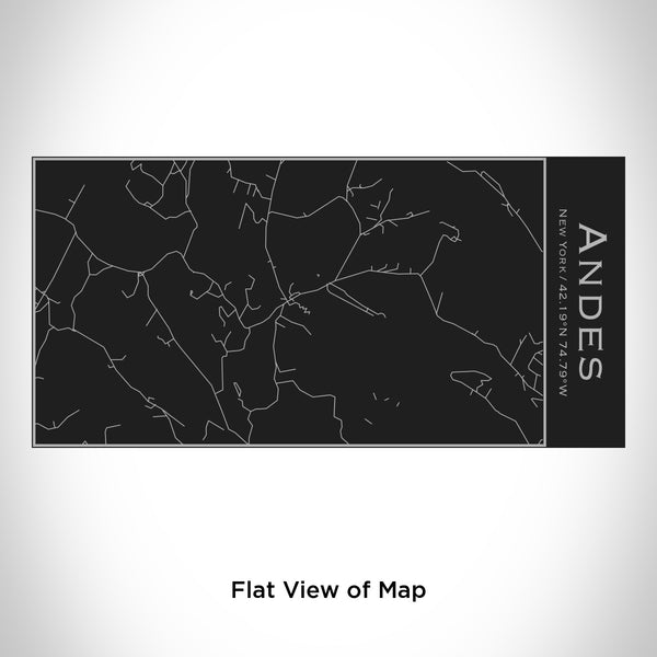 Rendered View of Andes New York Map Engraving on 17oz Stainless Steel Insulated Cola Bottle in Black