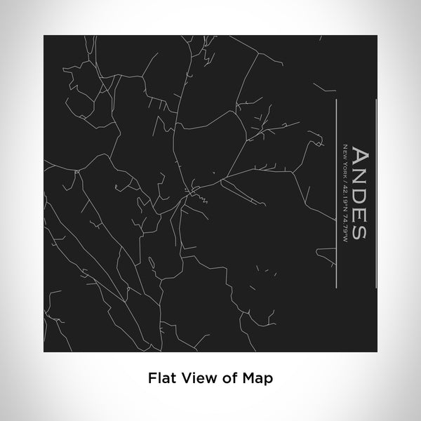 Rendered View of Andes New York Map Engraving on 17oz Stainless Steel Insulated Tumbler in Black