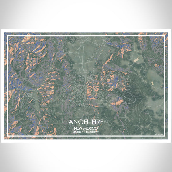 Angel Fire New Mexico Map Print Landscape Orientation in Afternoon Style With Shaded Background