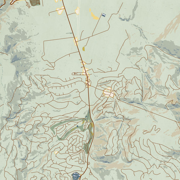 Angel Fire New Mexico Map Print in Woodblock Style Zoomed In Close Up Showing Details