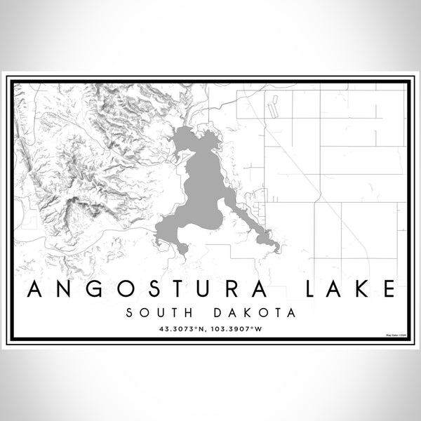 Angostura Lake - South Dakota Classic Map Print
