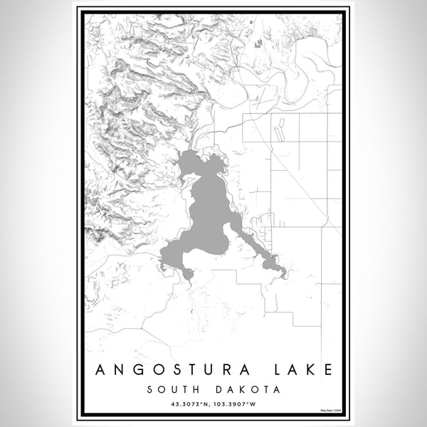 Angostura Lake - South Dakota Classic Map Print