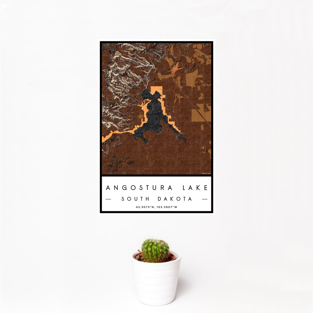 Angostura Lake - South Dakota Map Print in Ember