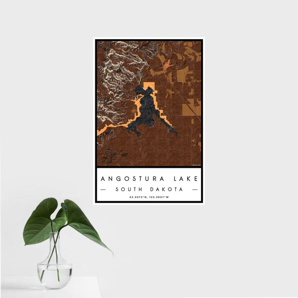 Angostura Lake - South Dakota Map Print in Ember