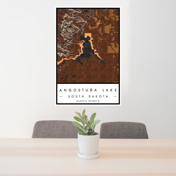 Angostura Lake - South Dakota Map Print in Ember