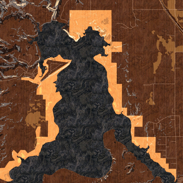 Angostura Lake - South Dakota Map Print in Ember