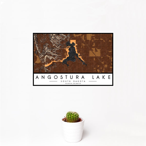Angostura Lake - South Dakota Map Print in Ember
