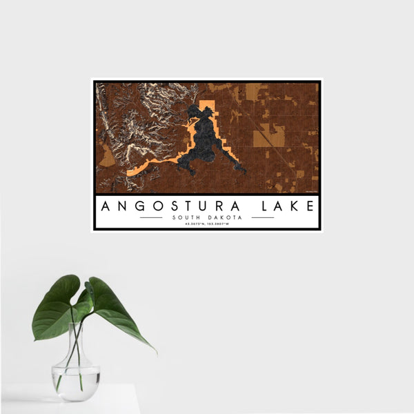 Angostura Lake - South Dakota Map Print in Ember
