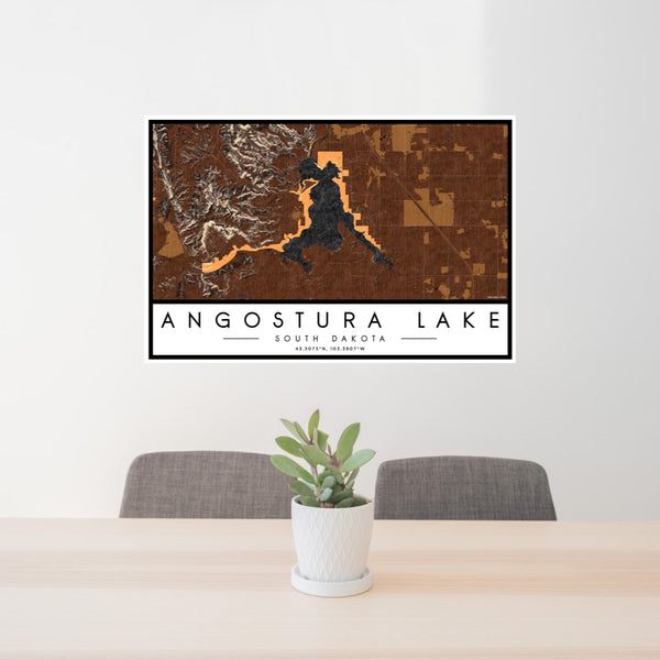 Angostura Lake - South Dakota Map Print in Ember