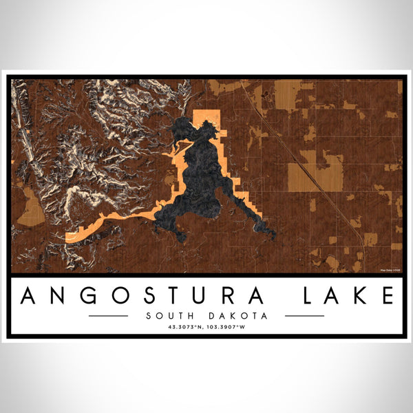 Angostura Lake - South Dakota Map Print in Ember