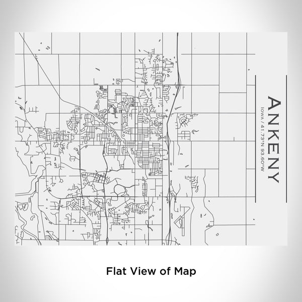 Rendered View of Ankeny Iowa Map Engraving on 20oz Stainless Steel Insulated Bottle with Bamboo Top in White