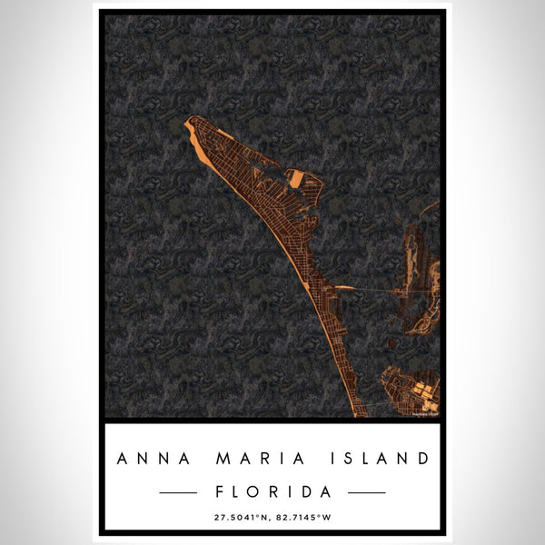 Anna Maria Island Florida Map Print Portrait Orientation in Ember Style With Shaded Background